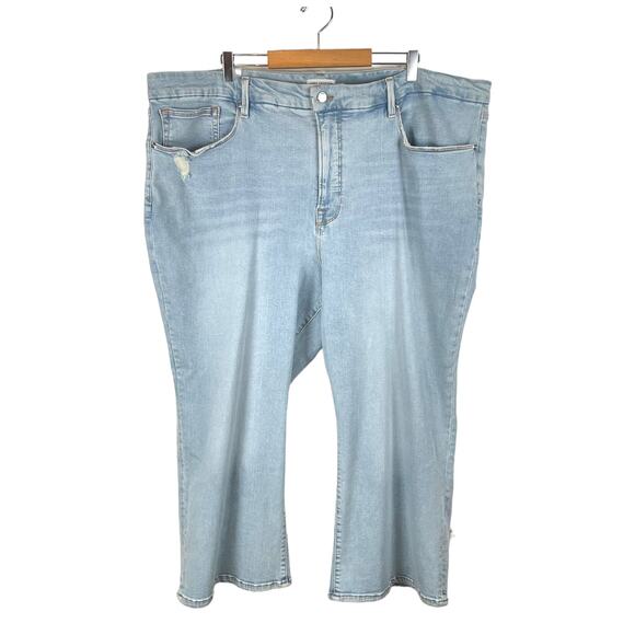 Good American Good Legs High Rise Cropped Mini Bootcut Jeans Size 26 Light Wash - Picture 2 of 12